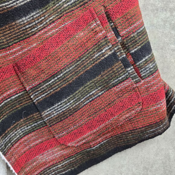 Jolt Striped Sherpa-Lined Open Front Vest Burgundy/Black Woven Medium - Picture 4 of 8